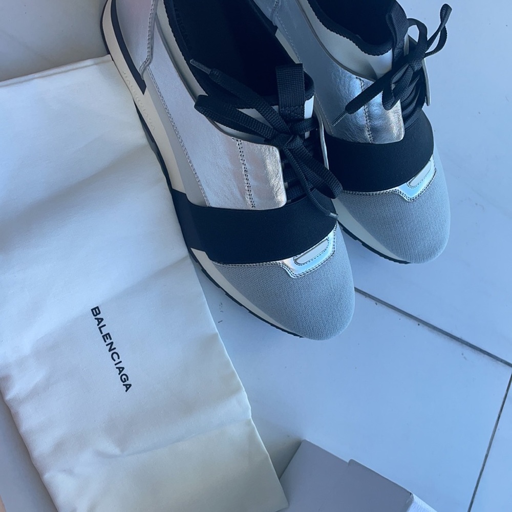 Balenciaga Black/Silver Race Runner Sneaker - Picture 10 of 16
